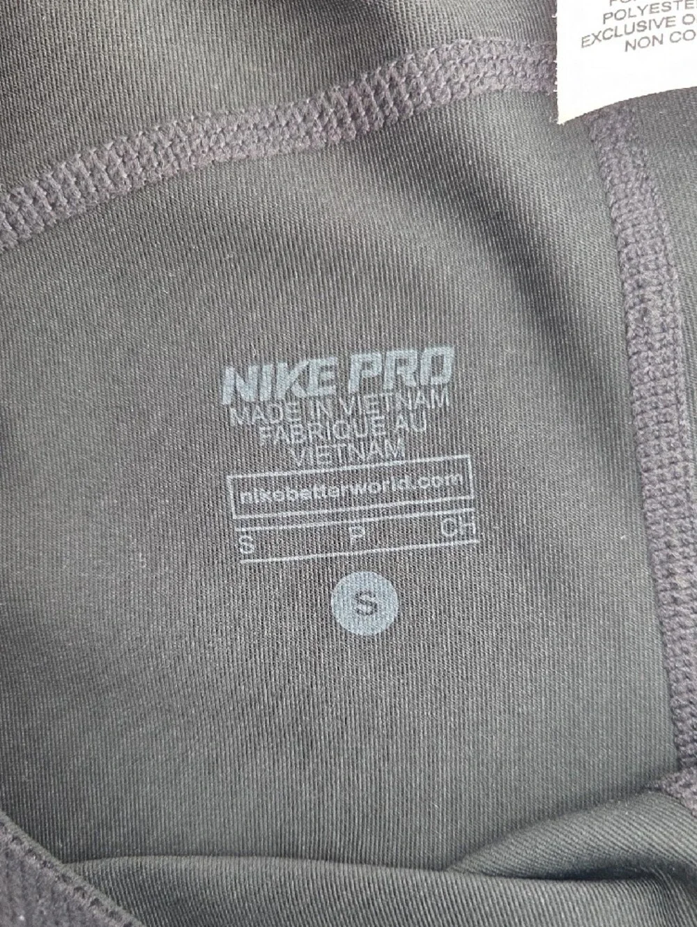 Nike Black Cropped Performance Leggings with White Logo